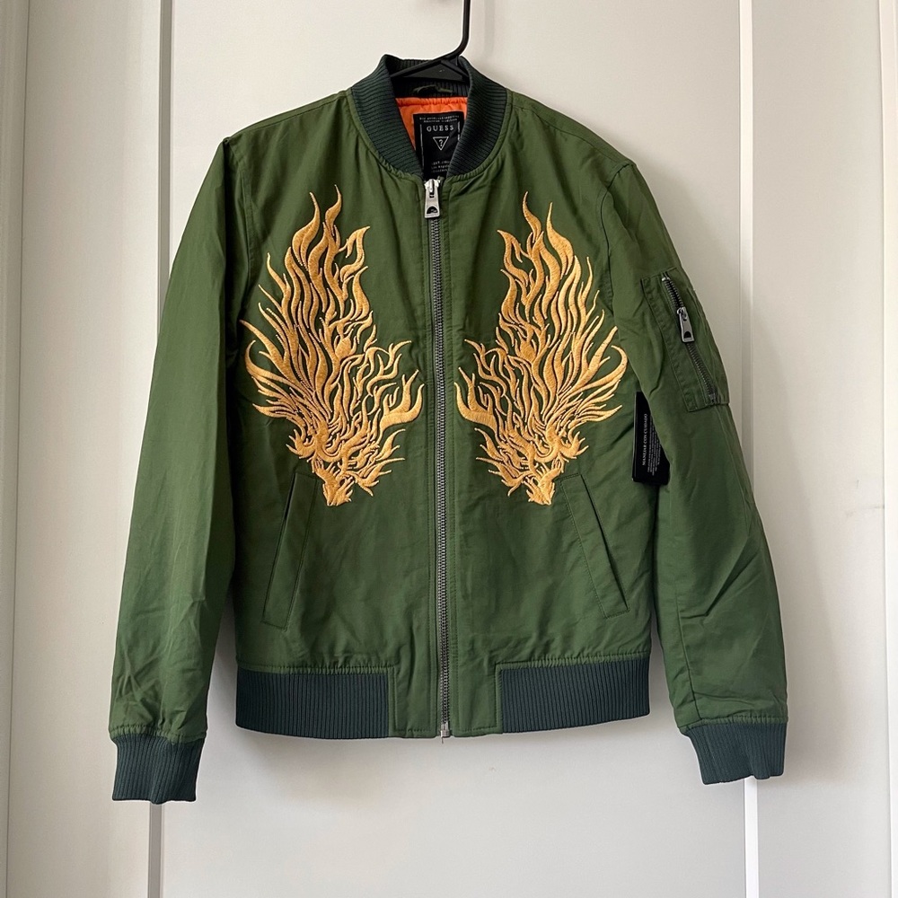 Guess women’s embroidered bomber jacket